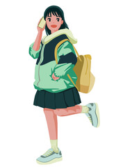 スマホで通話中の女の子