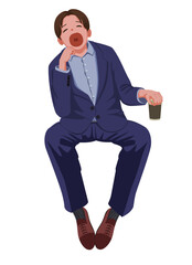 あくびするビジネスマン