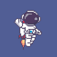 astronaut pixel art, vector illustration on isolated background.