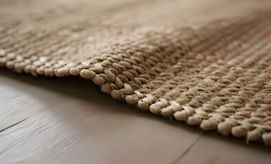 Intricately Textured Beige Rug in Minimalist Living Space