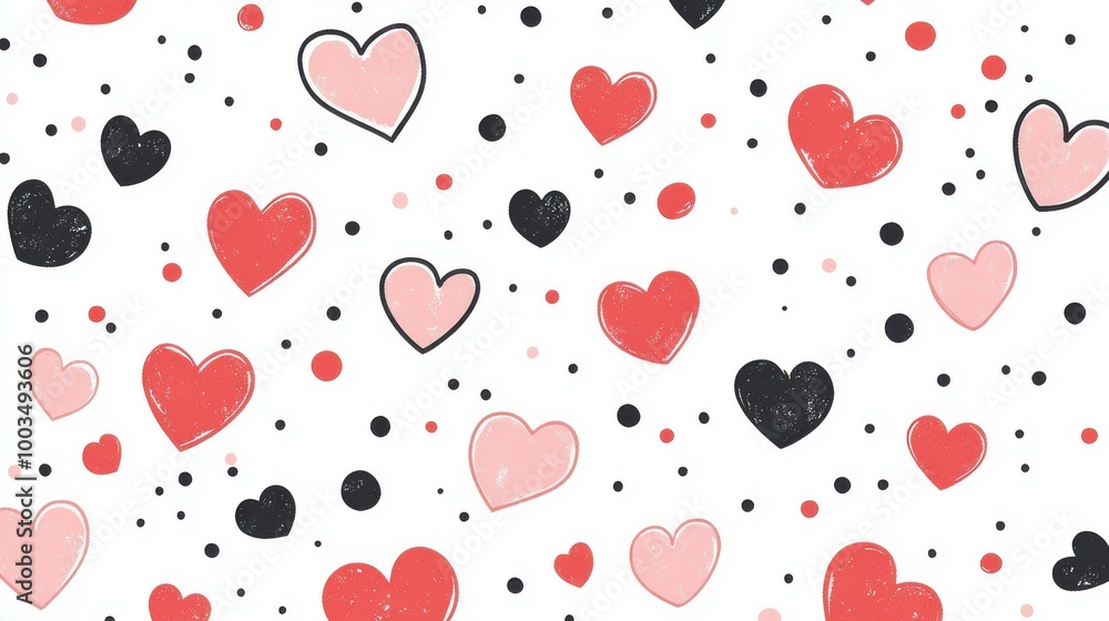 Poster modern vector design featuring playful hearts and dots to enhance your creative projects with a fun 
