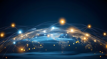 Global Network Connection  Digital Technology  Abstract World Map