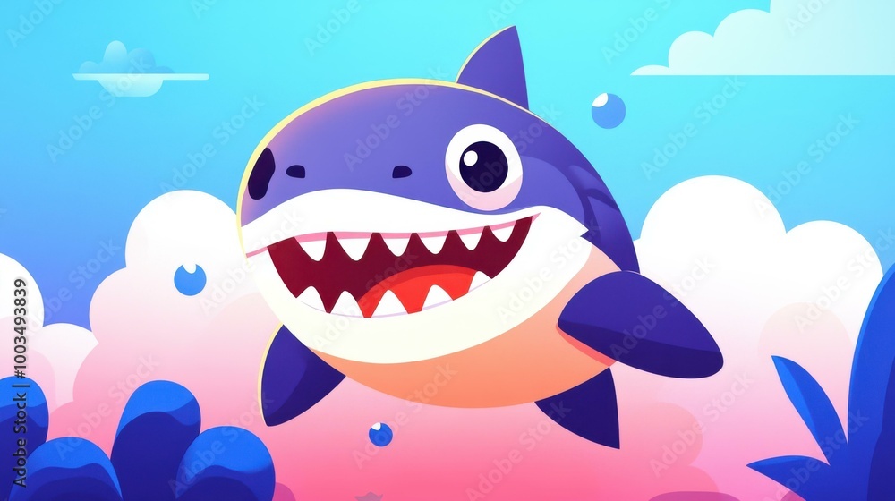 Poster discover a fun shark cartoon game that makes learning exciting with interactive lessons in a vibrant