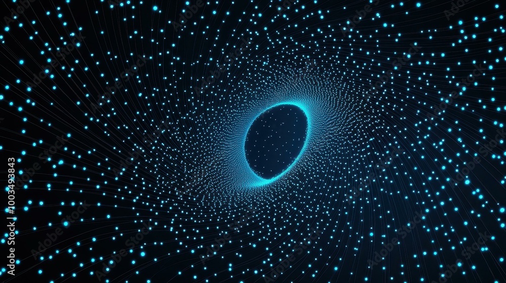 Poster dive into a mesmerizing 3d spacetime portal, featuring a stunning wireframe tunnel that enchants and