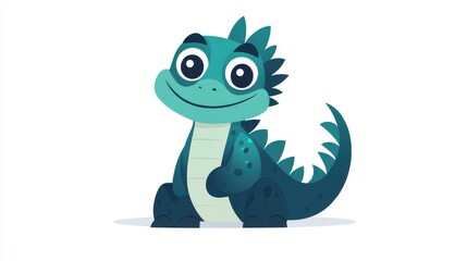 Fototapeta premium This vibrant iguana cartoon captivates kids with fun visuals, sparking joy and curiosity in their learning journey.