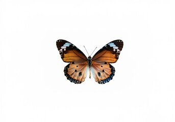Obraz premium An isolated butterfly with orange and black wings against a white background.