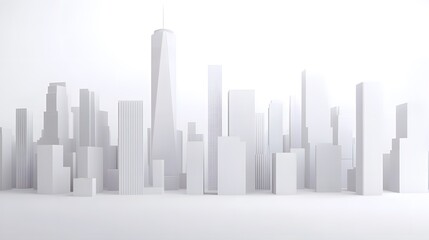 Fototapeta premium Minimalist White Cityscape Modern Architecture