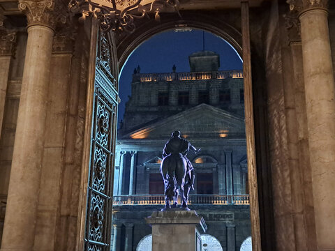 latin america, zocalo, downtown, historical, artistic, horse, national art museum, attraction, tacuba, public, night, heritage, charles iv, national, mexican, statue, monument, museo nacional de arte,