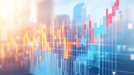 Fototapeta premium Abstract Financial Data Graph on Building Glass Background