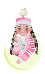 kazakh girl wearing traitional clothes