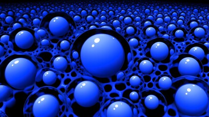 Blue Spheres in Abstract Network Pattern