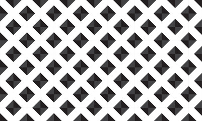 Seamless geometric pattern of white cross marks on black square background. Perfect for printing, design and textiles