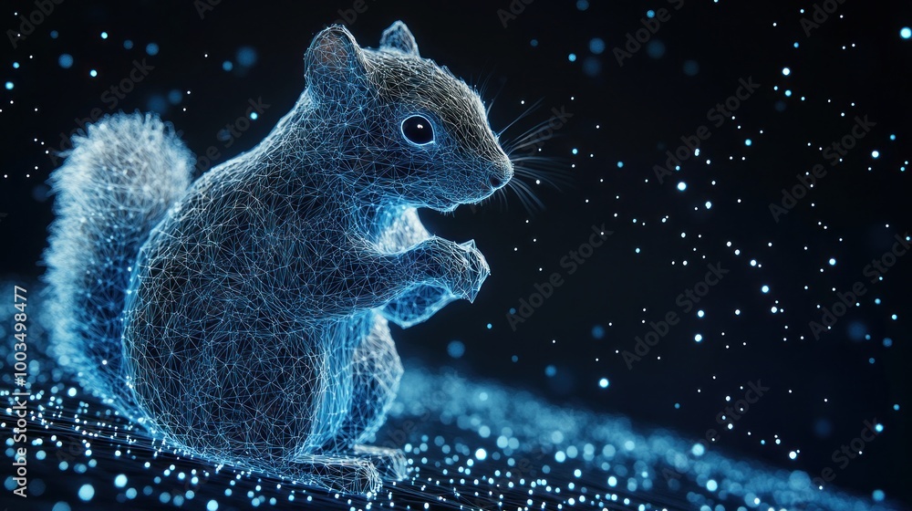 Poster digital squirrel in a network of lights