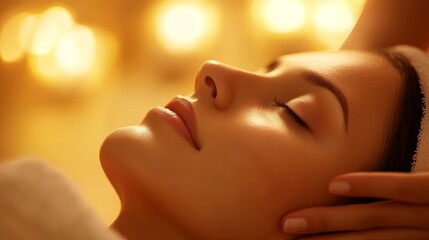 Serene Head Massage in Warm Spa Light with Soft Shadows