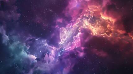 Fototapeta premium A vivid galaxy that captures the colorful beauty of the cosmos in an ethereal night sky, complete with swirling nebula clouds and glowing stars.