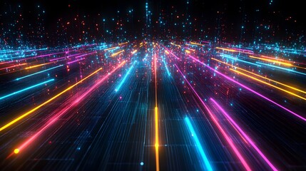 Fototapeta premium Abstract Neon Lines Glowing Light Digital Background Futuristic Design