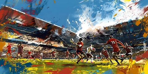 the rugby sevens field capturing the vibrant and energetic atmosphere