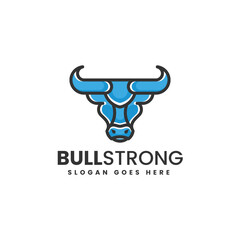 Vector Logo Illustration Bull Strong Line Art Style