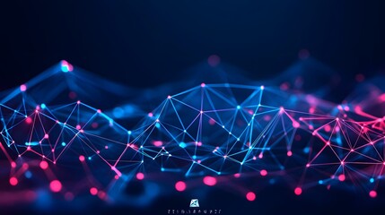 Obraz premium Abstract Blue and Red Network Connection Lines and Dots
