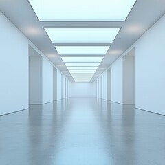 Fototapeta premium Empty white hallway with skylights