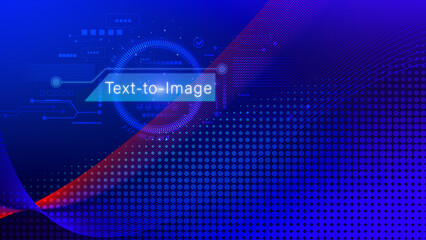 Ai tech Text to image, virtual graphic with AI, Artificial Intelligence, using command prompt for generates something, Futuristic technology transformation.