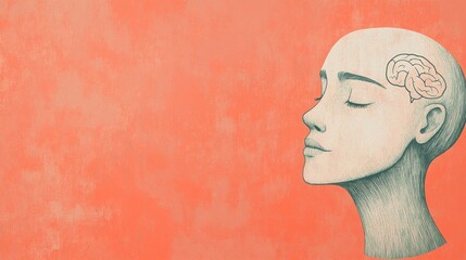 A stylized illustration of a serene face with a brain, symbolizing mindfulness and mental health.