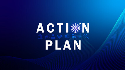 Action plan concept, Business and marketing, objective, strategy, Plan and implementation, action plan icon on virtual screen for Strategic, Vision, Planning and Direction.