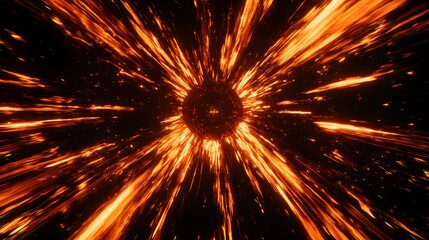 Abstract Orange Light Streaks on Black Background