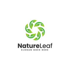 Vector Logo Illustration Leaf Gradient Colorful Style