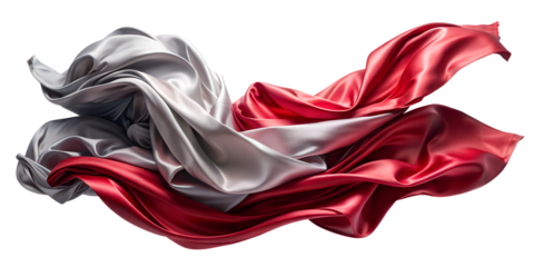 Red silk satin cloth on a white background