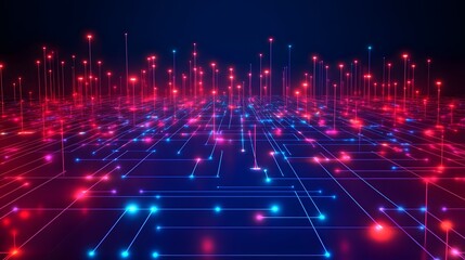 Obraz premium Abstract Futuristic Neon Lines Network Connections Digital Background