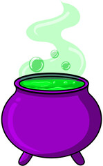 Halloween cauldron with green potion illustration isolated on transparent background
