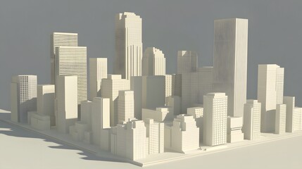 Naklejka premium White Minimalist Cityscape Model Architecture Buildings