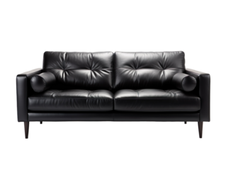 A black sofa isolated on transparent background