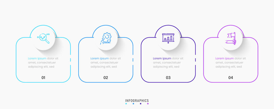 Vector Infographic label design template with icons and 4 options or steps. Can be used for process diagram, presentations, workflow layout, banner, flow chart, info graph.