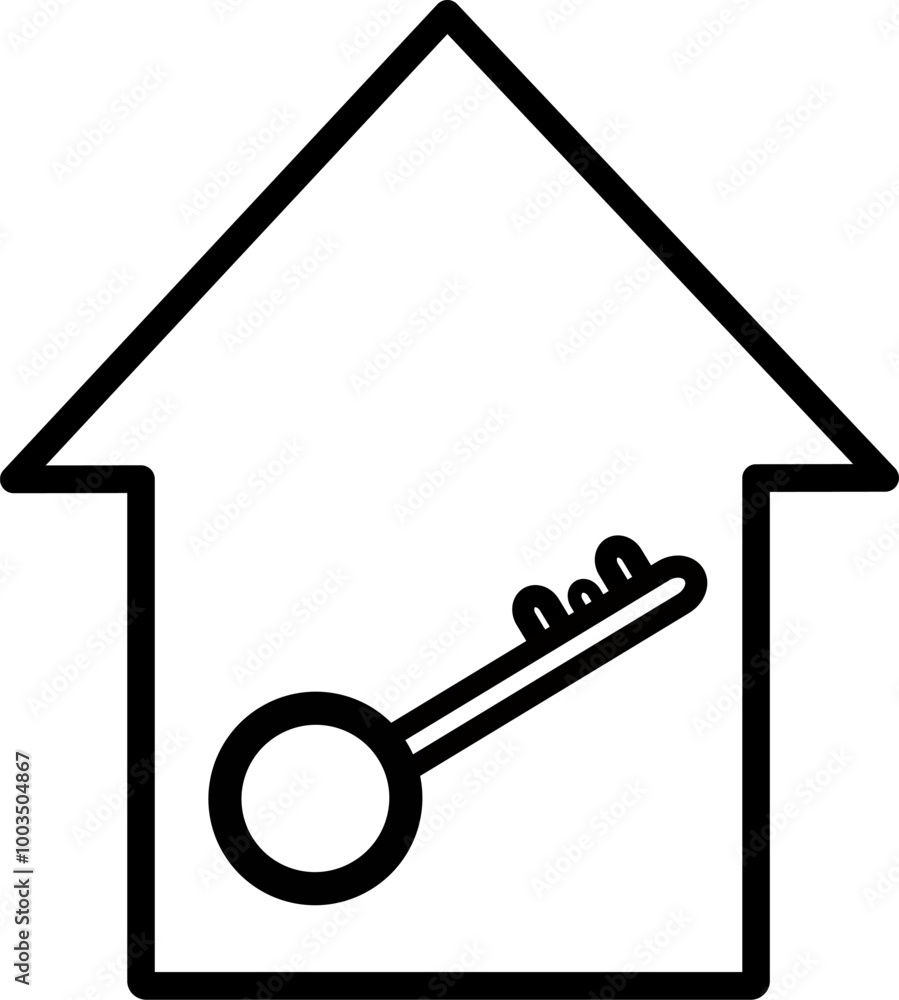 Poster house key icon. lock home simple vector icon. replaceable vector design.