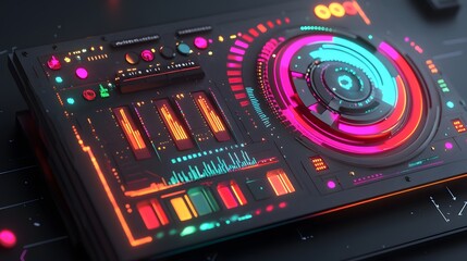 Obraz premium Futuristic Interface with Glowing Neon Lights