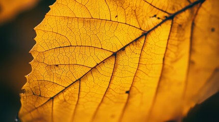 Obraz premium Close-up of a vibrant yellow leaf