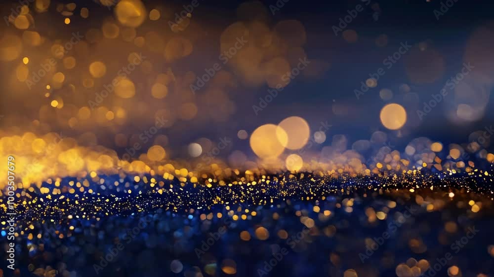 Poster a blur of shining gold and blue lights creating a dynamic visual effect