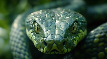 Close-up of a green snake