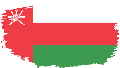 Hand drawn brush stroke flag of Oman illustration on white background