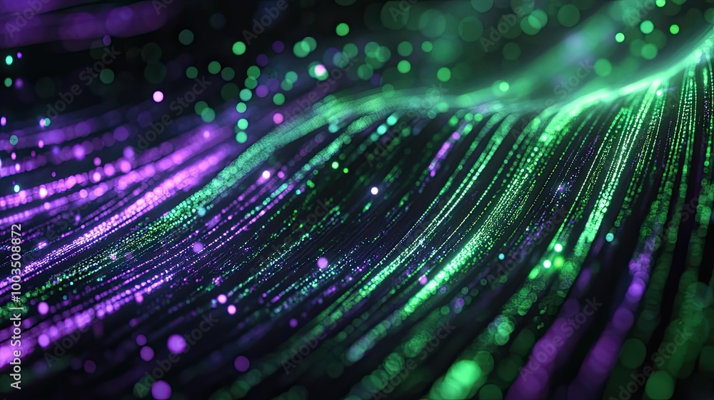 Poster green and violet streaks representing julia's high-performance computing power in the field of data 