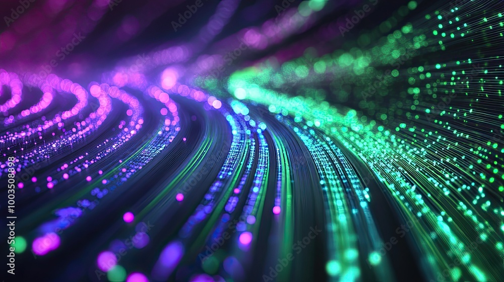 Poster green and violet streaks representing julia's high-performance computing power in the field of data 