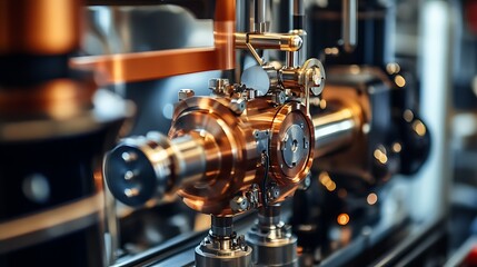 Close-up of a Copper and Steel Machine Component