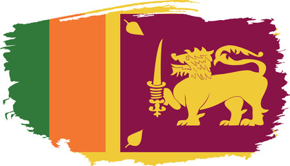 Hand drawn brush stroke flag of Sri Lanka illustration on white background