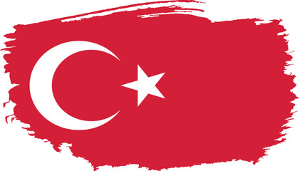 Hand drawn brush stroke flag of Turkey illustration on white background