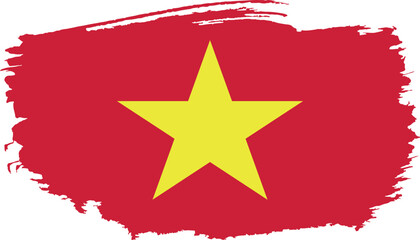 Hand drawn brush stroke flag of Vietnam illustration on white background