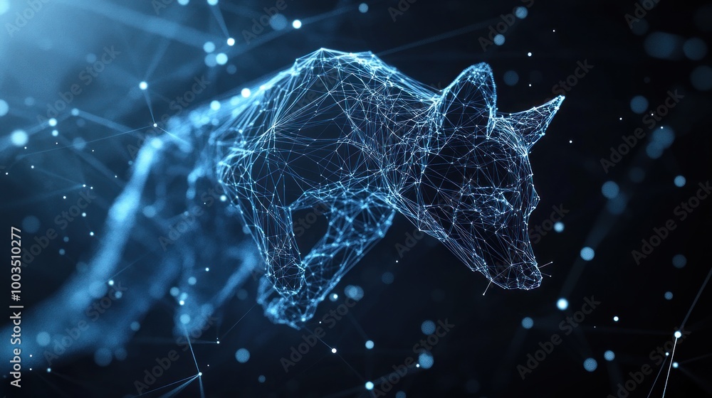 Poster digital fox in a network of lines