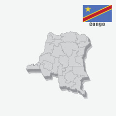 3D map of Congo with separated sections on a white background
