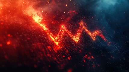 Falling red arrow and bank collapse, financial crisis and bankruptcy